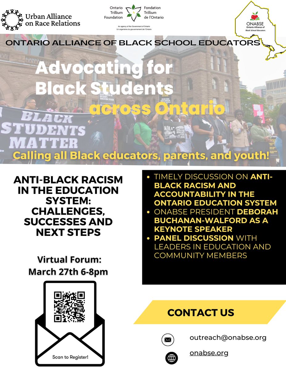 Join us next Wednesday, March 27, for a crucial conversation on Accountability in Addressing Anti-Black Racism in Ontario's Education System. Come and share your thoughts on how we can hold the powers that be accountable. Visit linktr.ee/onabse_org to sign up. #IDERD #ONABSE