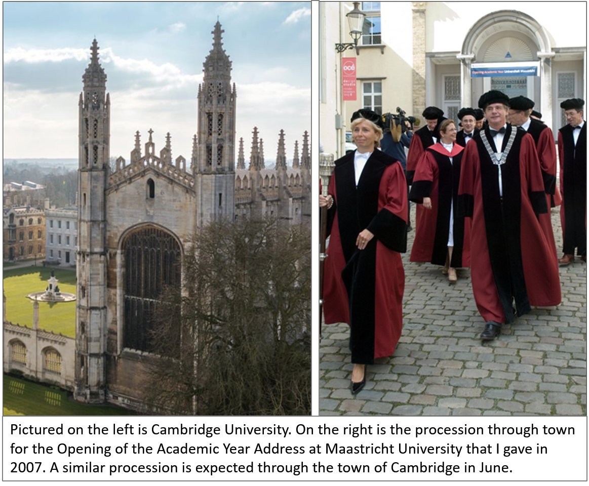 I am honored and humbled to announce that Cambridge University will be awarding me an Honorary Degree (Doctor of Science honoris causa) in June. I had no idea I was even being considered until Cambridge contacted me.