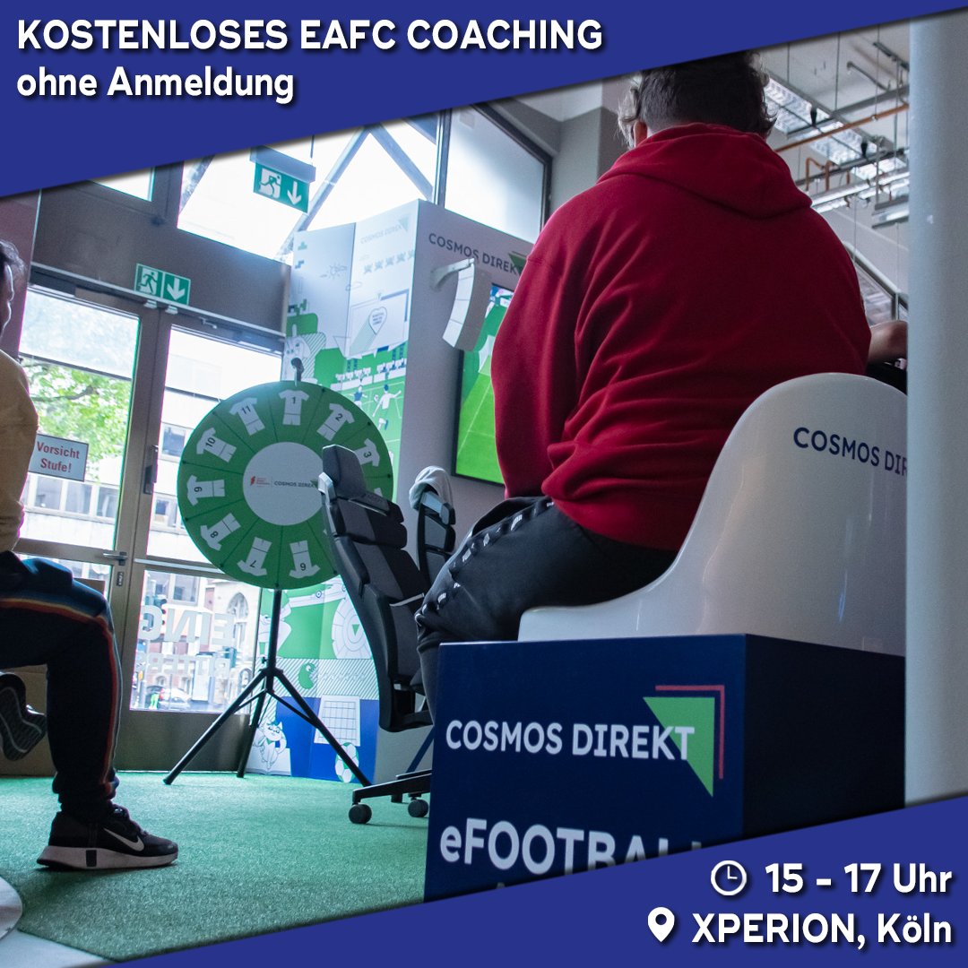 Am Samstag ist es wieder Zeit für das kostenlose #EAFC Coaching in der #CosmosDirekteFootballArena! 🔥

<a href="/SeriousFUTJoker/">FUTJoker</a> zeigt euch von 15:00 Uhr bis 17:00 Uhr ein paar Tipps und Tricks. Schaut also gerne im <a href="/xperion_germany/">XPERION</a> Köln vorbei! 💪