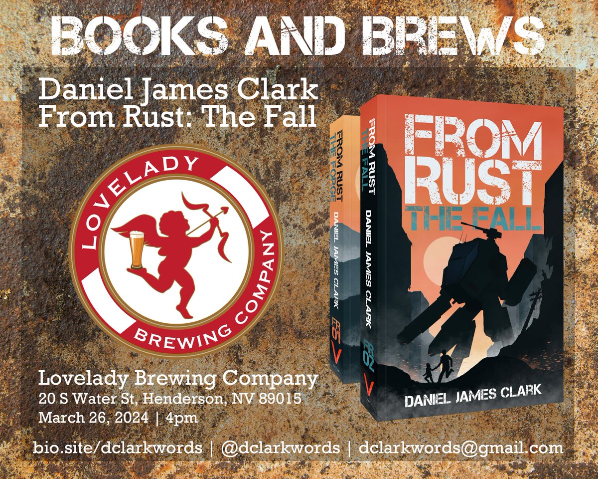 Daniel J Clark (@dclarkwords) on Twitter photo In just FIVE DAYS Join me for a launch event for From Rust: The Fall!
March 26th at <a href="/loveladybrewing/">Lovelady Brewing</a> at 4pm!
fb.me/e/7f8lML39k
<a href="/vulpine_press/">Vulpine Press</a> In just FIVE DAYS Join me for a launch event for From Rust: The Fall!
March 26th at <a href="/loveladybrewing/">Lovelady Brewing</a> at 4pm!
fb.me/e/7f8lML39k
<a href="/vulpine_press/">Vulpine Press</a>