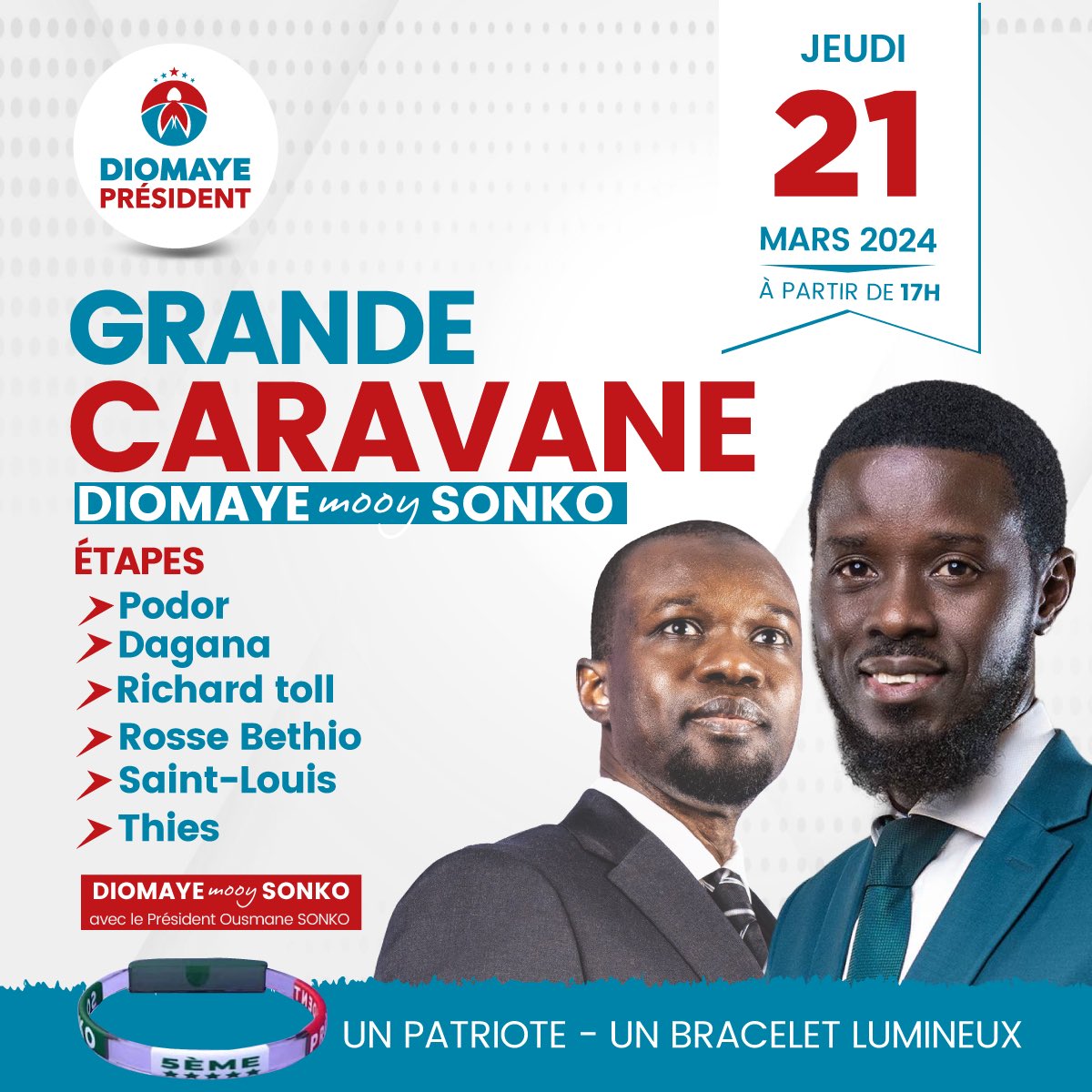 Grande Caravane avec le président Ousmane SONKO. 
#DiomayeMooySonko
#DiomayePresident
#BDF2024