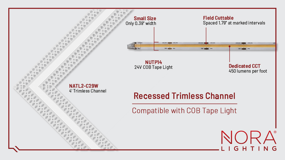noralighting's tweet image. 💡 Did you know we have a trimless channel for COB Tape Light?
- 4' Length and Field-Cuttable ✂
- White Finish 🎨
- COB Tape available in 16' or 100' Rolls 📏
noralighting.com/NATL2-C29
#seamless #trimless #tapelight #recessed #linear #NoraLighting