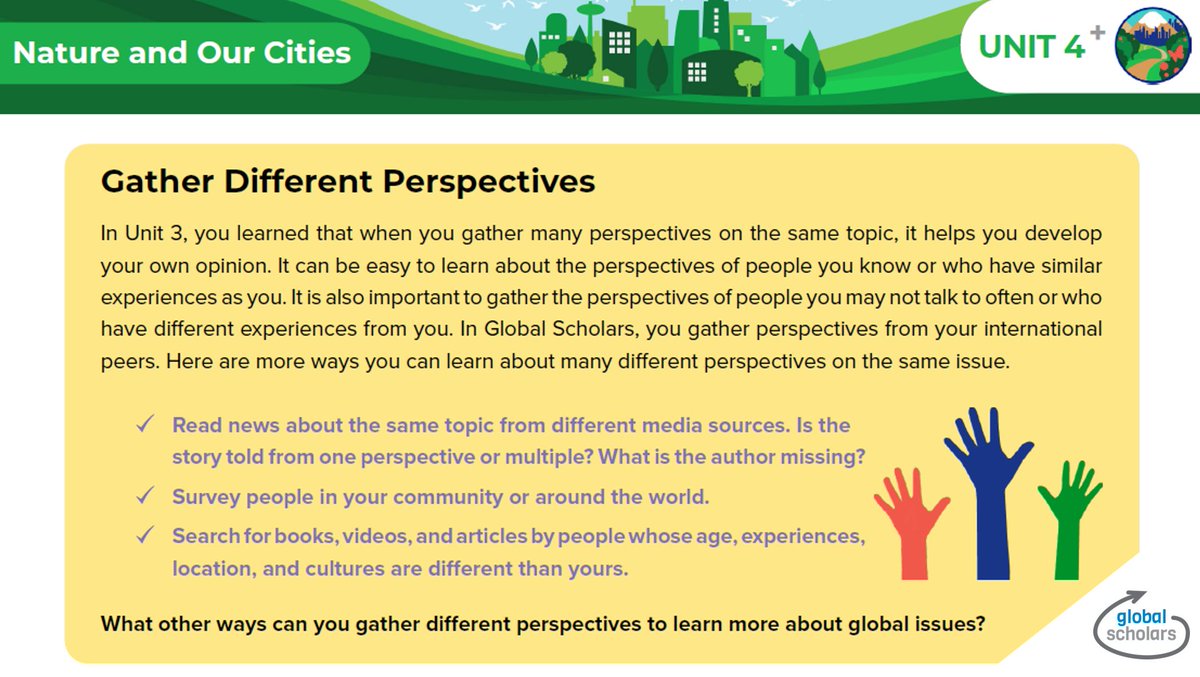 GlobalCitiesOrg's tweet photo. The ability to recognize different perspectives on global issues is an indicator of cultural understanding, a key element of #globalcompetency. These tips help Global Scholars look & listen with care. See all 112 indicators for advancing global competency: https://t.co/FG0QjSM2Zi https://t.co/tKpItWC215