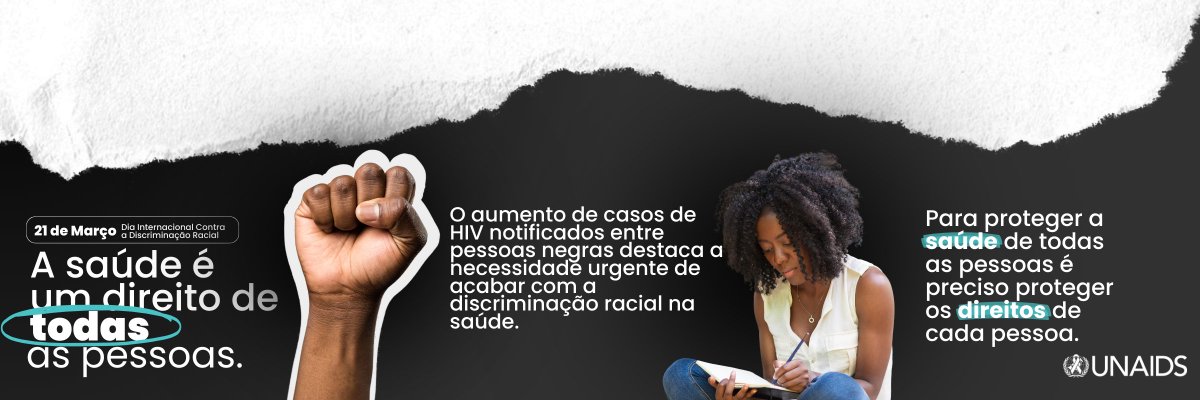 No #DiaInternacionalContraaDiscriminaçãoRacial destacamos o impacto desproporcional do HIV/AIDS na população negra. Enquanto infecções por HIV diminuem entre pessoas brancas, crescem entre a população negra, revelando o impacto do racismo estrutural.