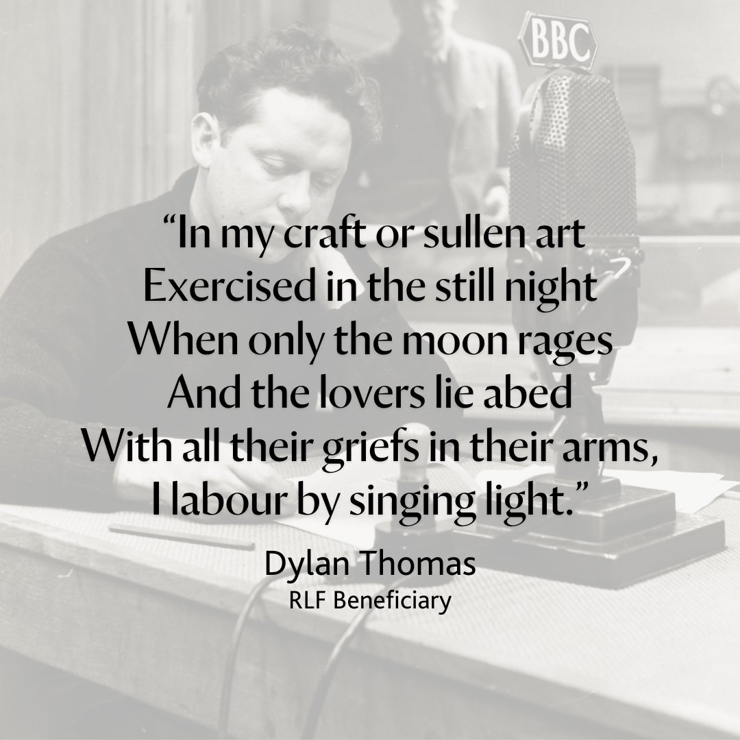 To celebrate #WorldPoetryDay today, we've chosen some words from the poem 'In My Craft or Sullen Art' by Dylan Thomas, one of our RLF grant beneficiaries. Photo Credit: Dylan Thomas by John Gay, © National Portrait Gallery, London