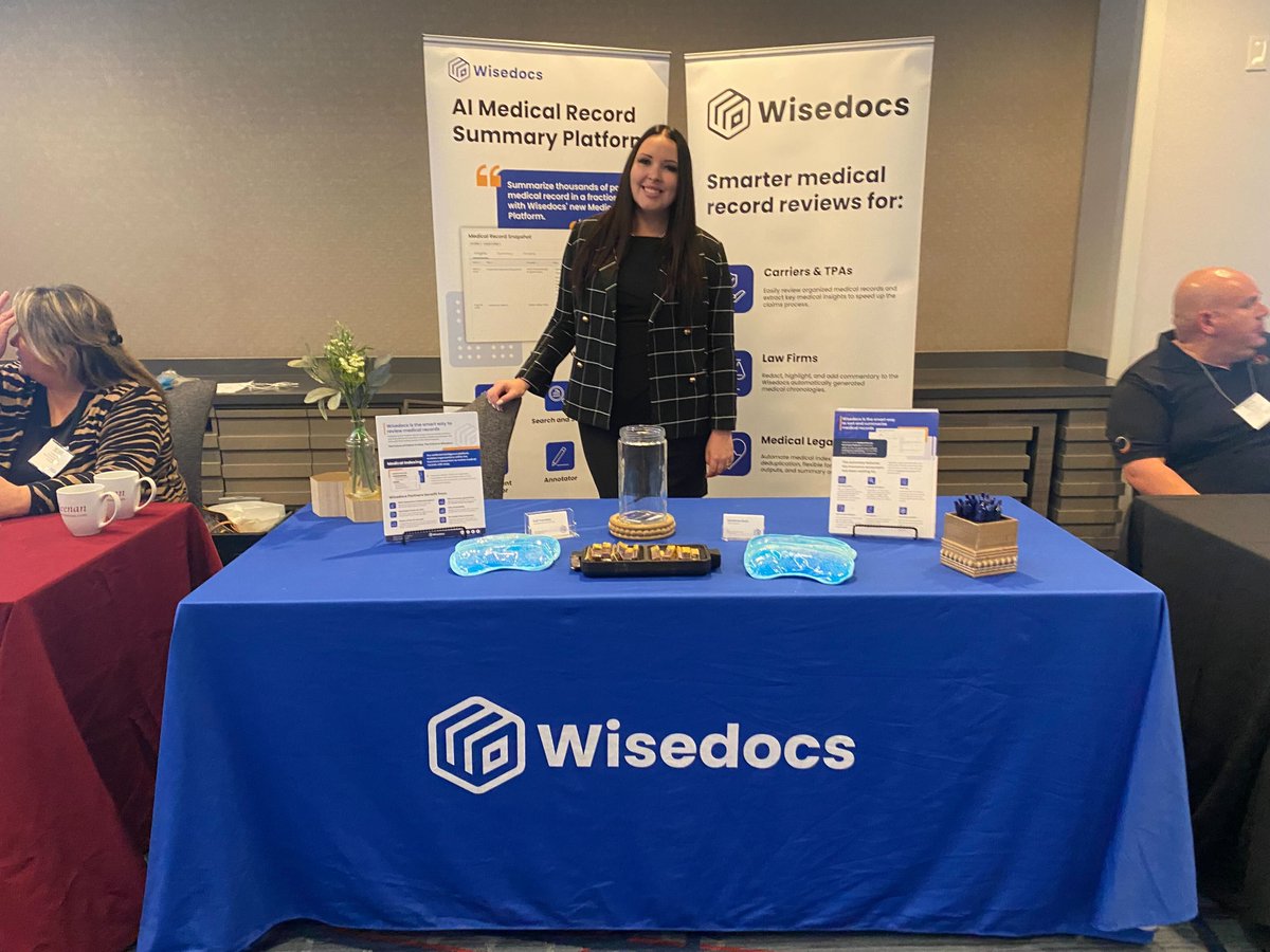 Wisedocs is in the building! 🌟 Our team is excited to be exhibiting at #DWC2024 Annual Educational #Conference today and tomorrow in LA 👋  Stop by Booth 21 to speak with Kali Trombley & Karishma Shah on how #AI is transforming the #WorkersComp claims process ⚡

#JoinUs