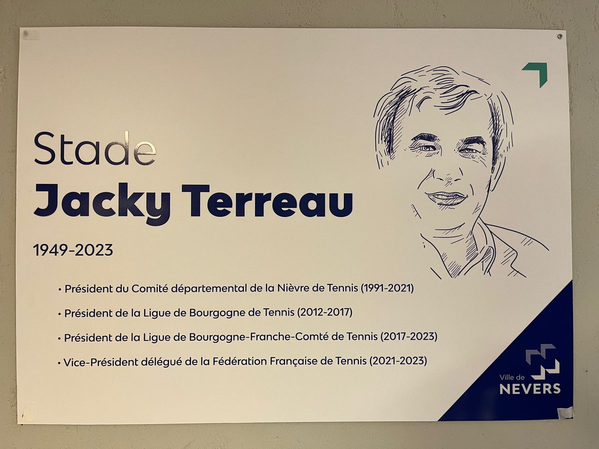 Hommage de la @FFTennis, de sa ville Nevers, de la famille du tennis, de la ligue de Bourgogne-Franche-Comté et du comité départemental à l’irremplaçable Jacky Terreau. Après un centre départemental, place à l’inauguration, empreinte d’émotion, du stade Jacky Terreau. Il nous