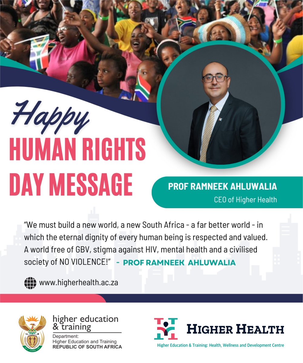 This Human Right’s Day, let’s heed the powerful call from our CEO, @RamneekHH, to build a South Africa free of GBV, HIV stigma, mental health discrimination & NO VIOLENCE! Together, we can create a society where everyone feels safe, supported, and valued. 🇿🇦 @DrBladeNzimande