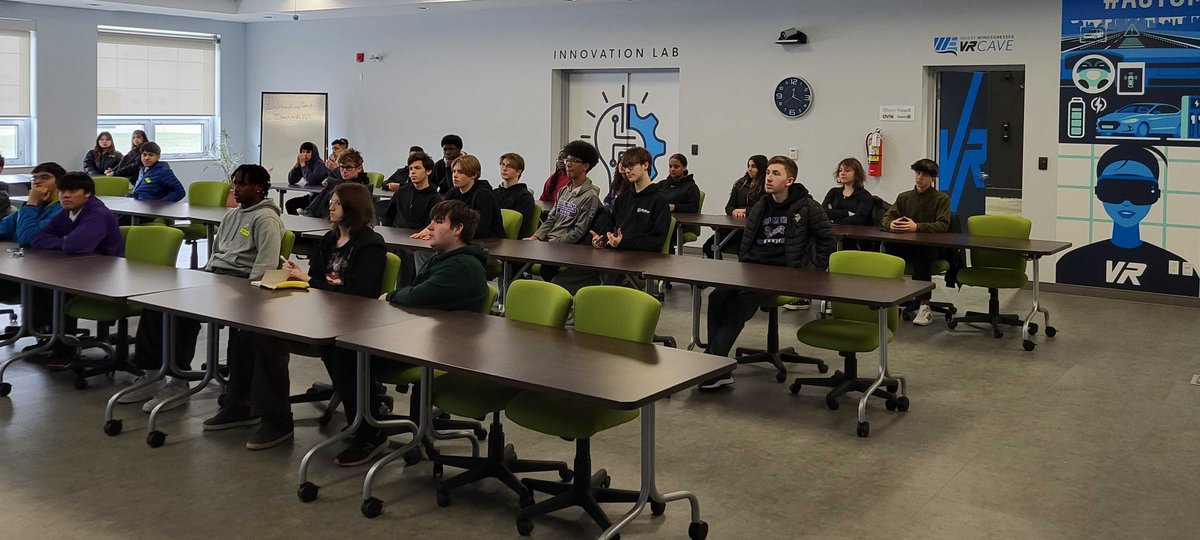 _investwe's tweet photo. Thank you to the second group of students from @AssumptionH for stopping by IWE’s Automobility and Innovation Centre in participation of @WorkforceWE Industry Tour Day 2024!  Our team had a great afternoon sharing insight &amp; providing info on #Automobility &amp; #EVcareers. #VRCAVE https://t.co/ccx9AHlt5P