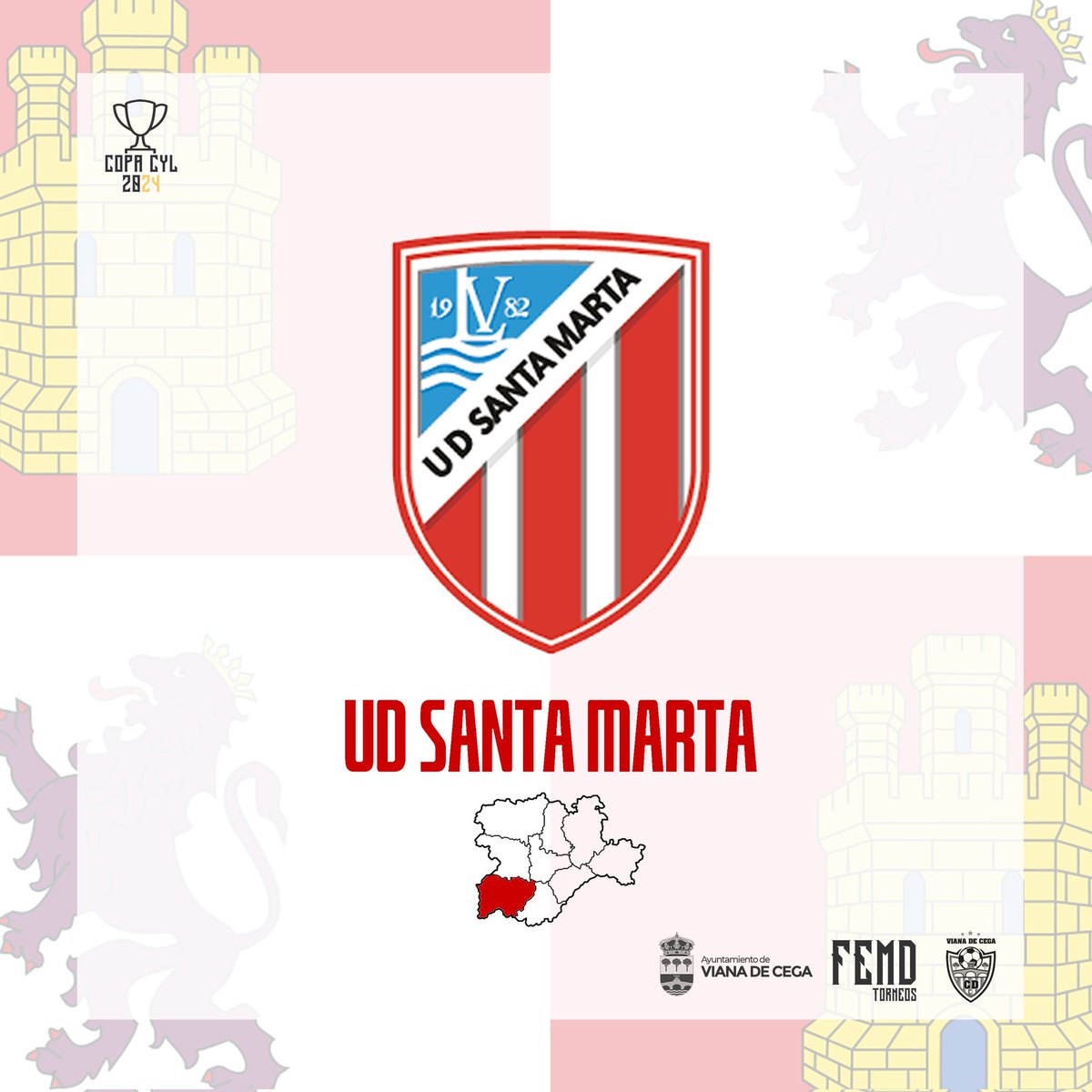 🏆🔴⚪️ ¡La <a href="/UDSantaMarta/">UD Santa Marta</a> estará en la Copa CyL 2024 de Viana de Cega!

Segundo representante de la provincia de #Salamanca...¡y que nivelazo! Una de las mejores escuelas de nuestra Comunidad Autónoma no podía faltar.

¡Nos vemos el 18 y 19 de mayo!

#VuelveLaCopa #CopaCyL