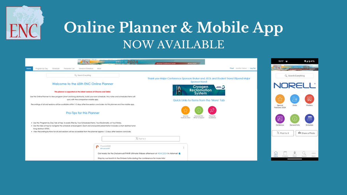 Are you ready for #ENC2024? Detailed final program now available with the mobile app and online planner. Accessible to conference registrants. Giddy up, @enc_conf TwiXers! Get the app & planner here: enc-conference.org/Online-Planner…