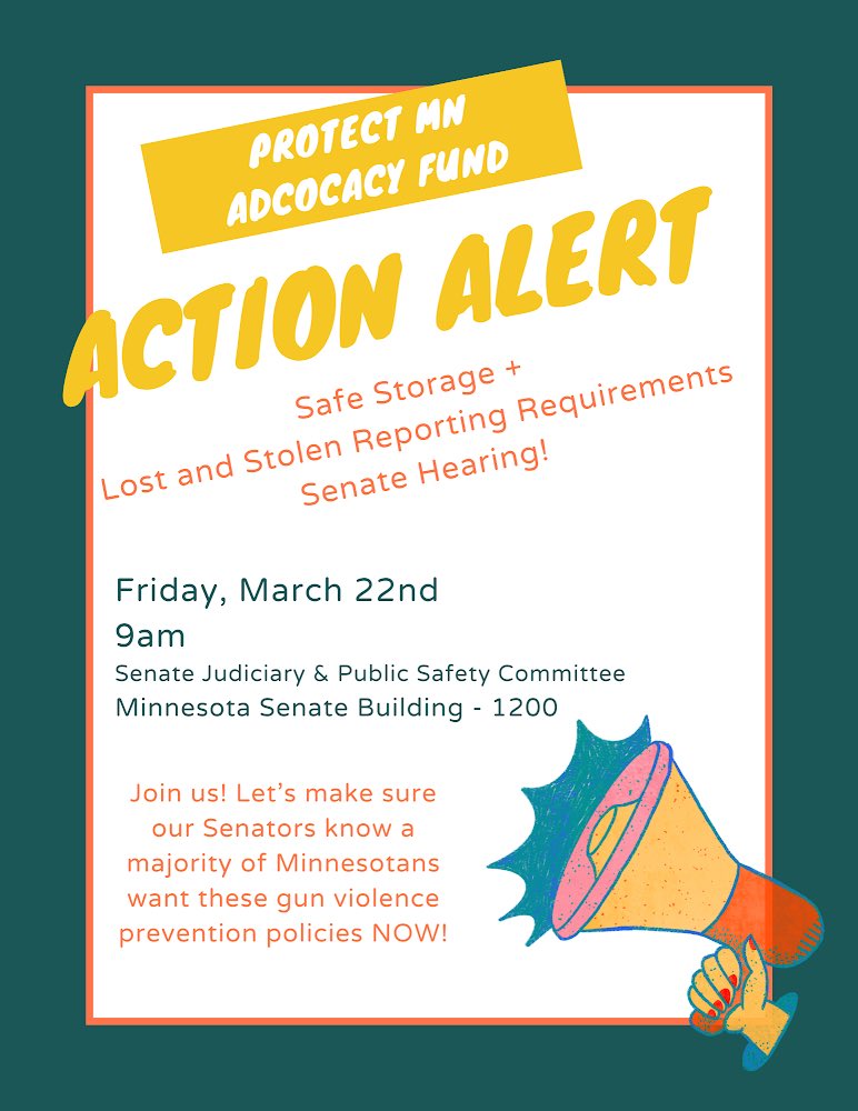 Take action tomorrow to support Safe Storage and Lost & Stolen Firearm Reporting Requirements bills!