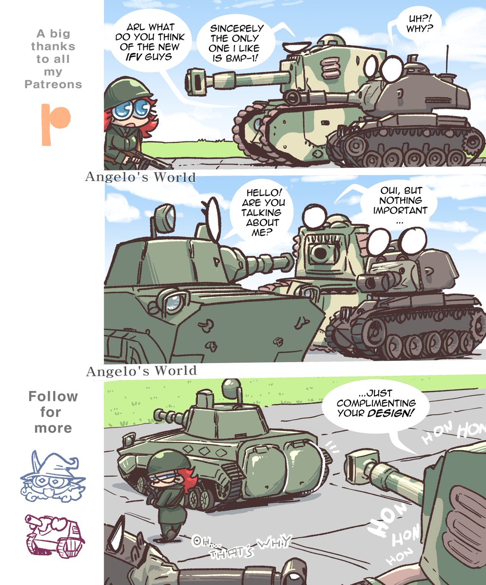 new tech- Hetzer & Friends If you support my art, check my Patreon! (Link in bio.) #angelosworld #hetzerandfriends #m41a1 #arl_44 #bmp_1