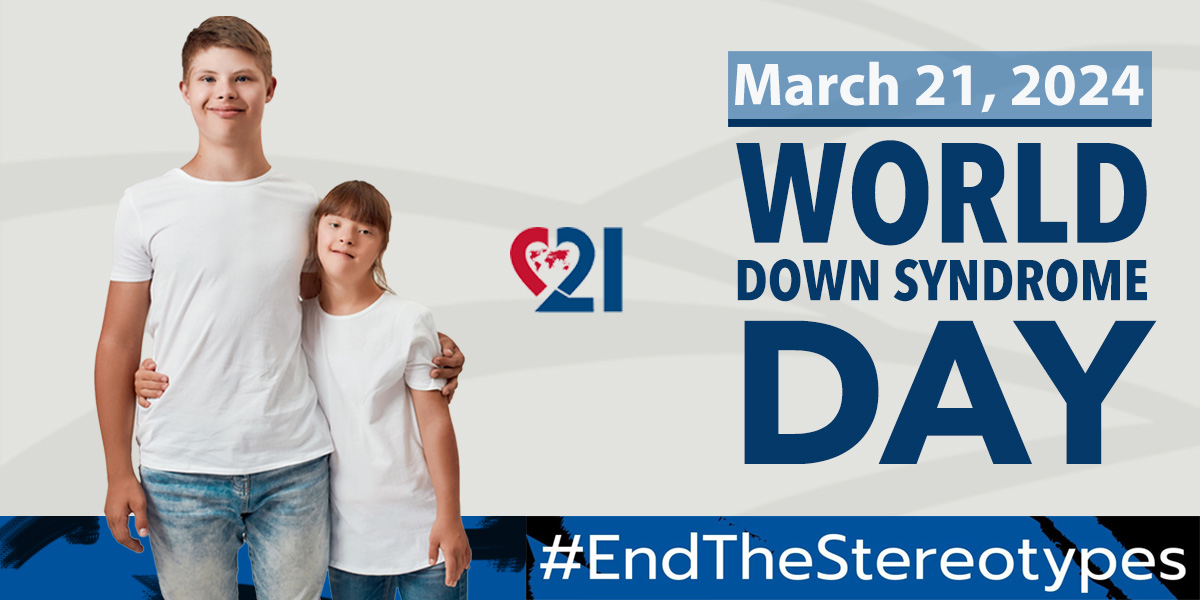 Today we celebrate #WDSD2024. The theme for 2024, “End the Stereotypes” promotes acceptance, embraces diversity, and advocates for the inclusivity of people with Down Syndrome. We encourage all to participate by listening, respecting, and including people with Down syndrome.
