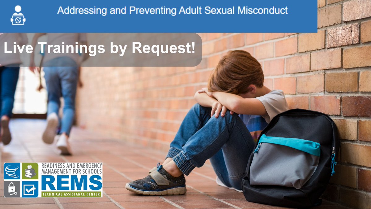 DYK you can spot signs of adult sexual misconduct in schools? April (Child Abuse Prevention Month) is a great time to schedule an @REMSTACenter live training to help prevent this issue. Click to learn more: rems.ed.gov/TA_TrainingsBy… #BlueApril #SchoolSafety