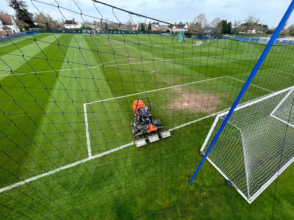 Day 4 #GroundsWeek 
Repair work at the stadium continues in preparation for the #itfc Women v Chatham match on Saturday. 
Wetting agent and bio spray on U18 &amp; U21 pitches at training ground. And more mowing !