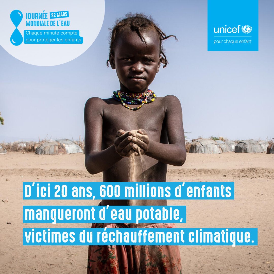 À la veille de la #JournéeMondialeDelEau, ce vendredi 22 mars, l'UNICEF alerte sur les conséquences majeures du changement climatique sur l’accès à l’#eau des enfants à travers le monde. fcld.ly/ynetmoy #ChaqueMinuteCompte #Thread 🧵⤵️