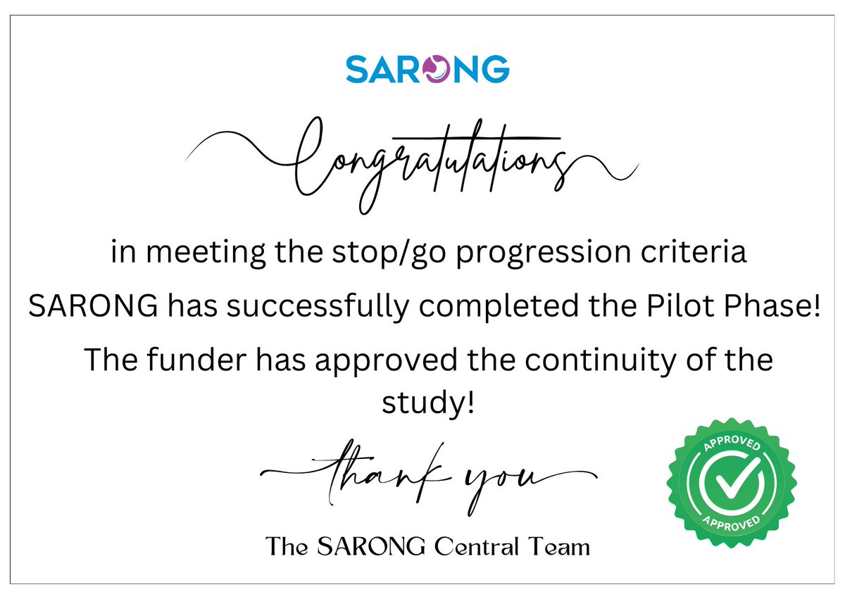 It's time to give a big thank you to all those involved in SARONG! A special thank you to the funder, <a href="/NIHRresearch/">National Institute for Health and Care Research</a> and the central team <a href="/NDSurgicalSci/">Nuffield Department of Surgical Sciences</a>, <a href="/SITU_Oxford/">SITU Oxford</a>, <a href="/OCTRUctu/">OCTRU Trials Hub</a>, <a href="/UniofOxford/">University of Oxford</a>. But, most importantly, thank you to the site teams and participants for their support!