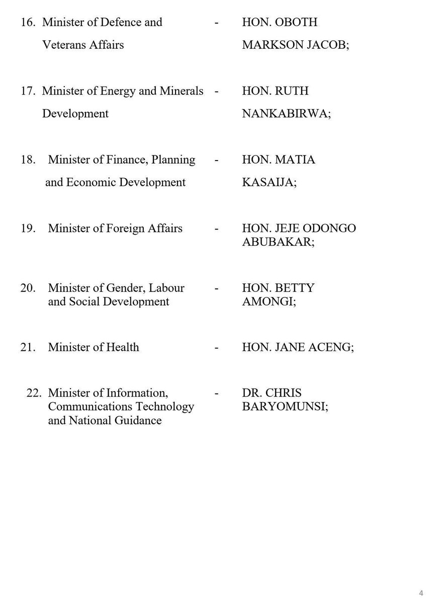 BREAKING: The President of Uganda Kaguta Museveni has amended the cabinet. 

Details 👇🏻

1/3
#NBSUpdates