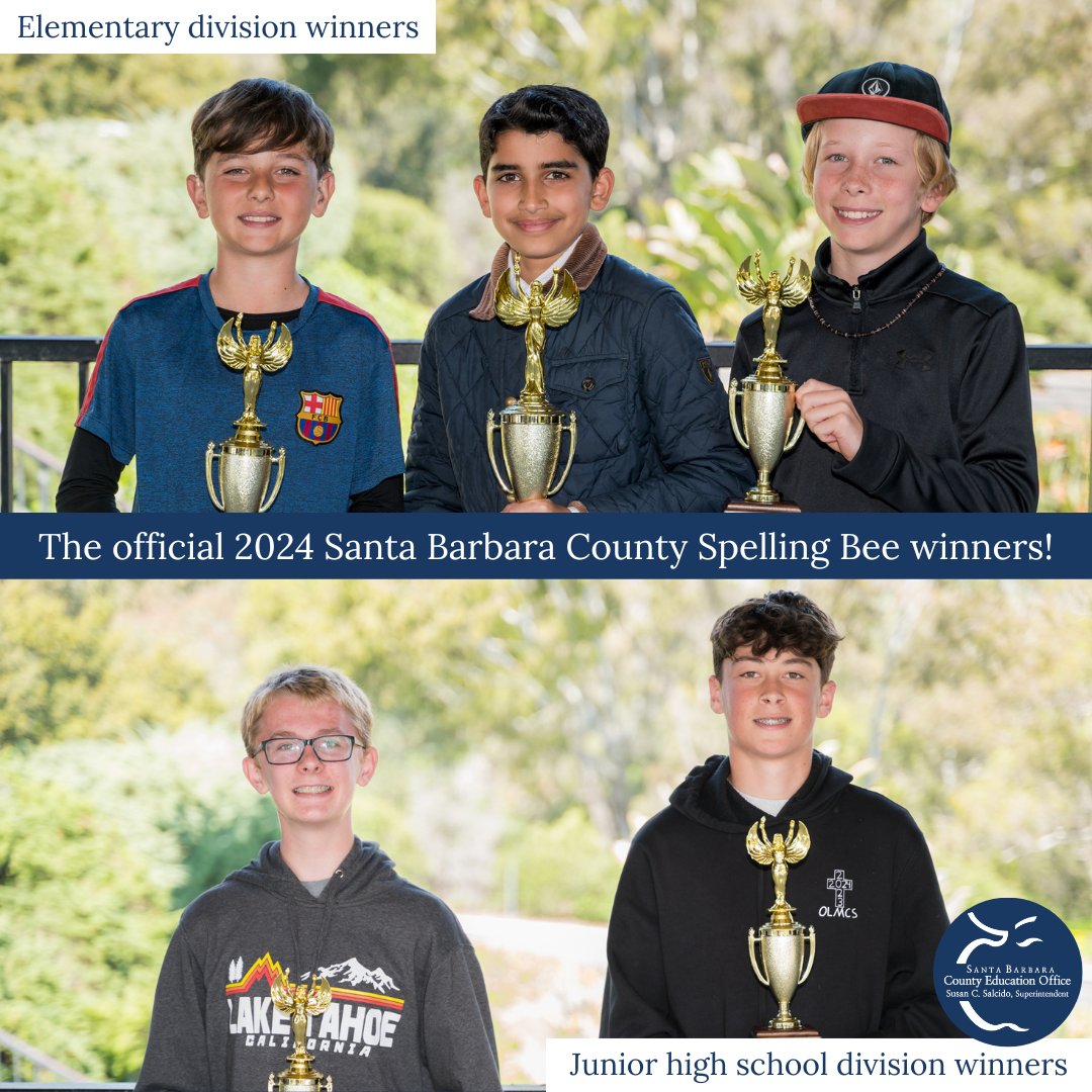 A round of applause for the 2024 Santa Barbara County Spelling Bee winners! Read more about them at sbceo.org/news.