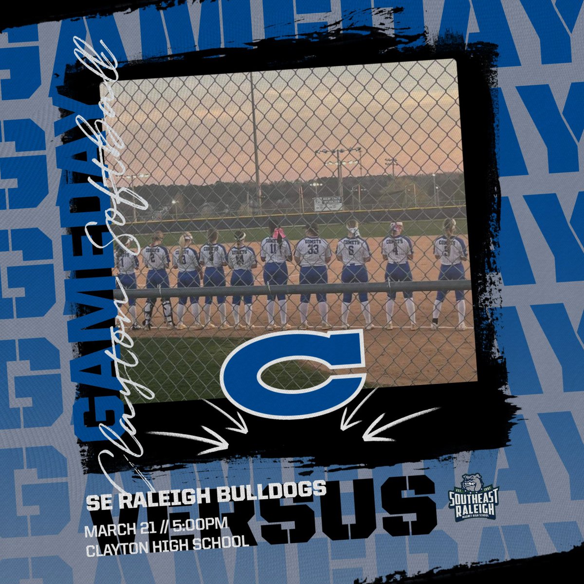 🚨🥎 GAMEDAY🚨 🆚 SE Raleigh 🏟 Clayton Softball Field ⏰ 5pm (Varsity Only) 🎟️ $8 cash or card at the gate OR bit.ly/ClaytonCometsT… #GoComets