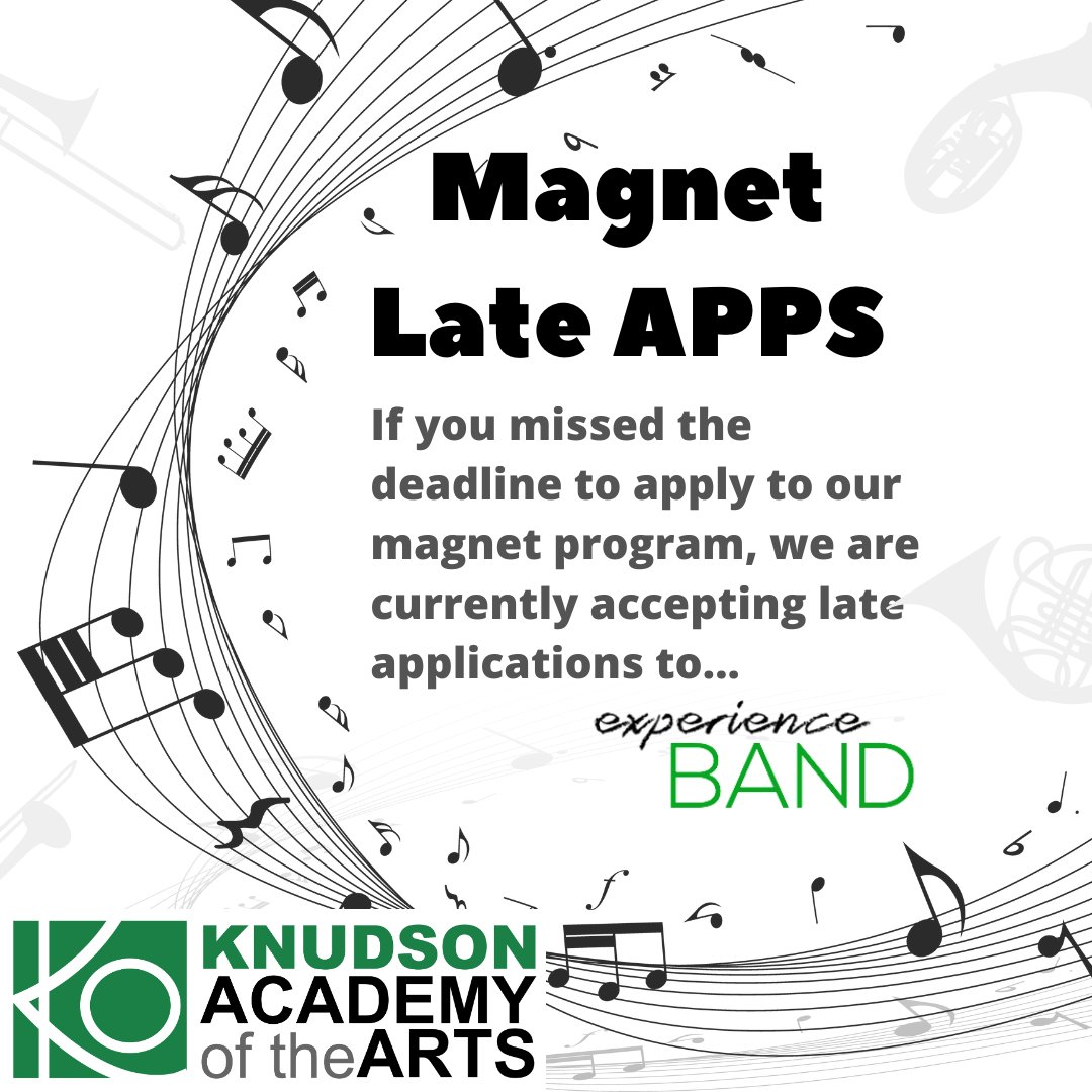 It is not too late to apply to KO Magnet for incoming 6th graders. We have a few seats left in one of our largest programs...BAND! Interested in Brass, Woodwinds, or percussion? Go to magnet.ccsd.net to complete your late application today! #CCSDMagnet #KOBand #KOPride