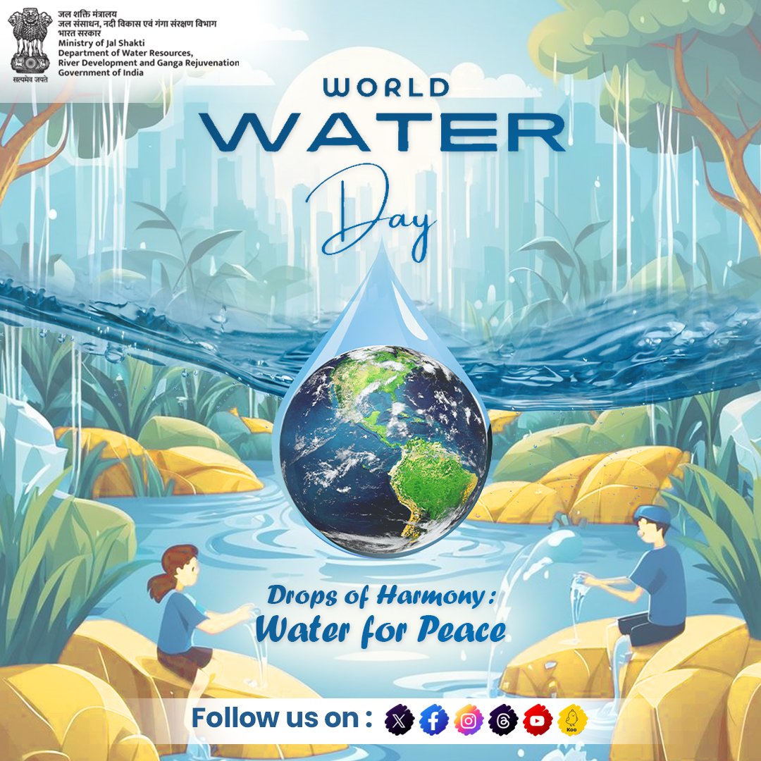 On #WorldWaterDay, let's weave #waterforpeace into the fabric of our heritage. From the #Himalayas to the #IndianOcean, our waterways are lifelines, uniting diverse cultures. Let’s pledge to manage our sacred waters with care, fostering #peace and unity across #Bharat. #DOWR