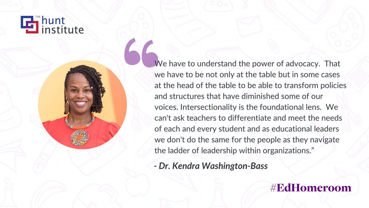 🧵 Dr. Kendra Washington-Bass of @LeadershipAcad_ discusses how intersectional intersectionality of identities plays a role in the challenges faced by women in educational leadership and how intersectional perspectives can be incorporated into strategies for change. #EdHomeroom