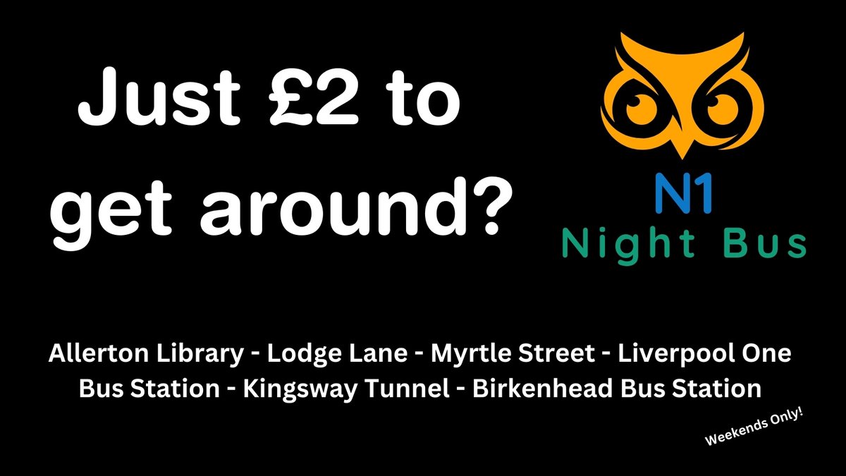 🌙 🚌 Discover the excitement of the N1 Night Bus, connecting #Liverpool & #Birkenhead in the early hours every Friday, Saturday, and Sunday! 💷 Only £2 for a single fare! Find out more - stagecoachbus.com/promos-and-off… @Merseytravel @LCRMusicBoard @LivUni @LiverpoolGuild