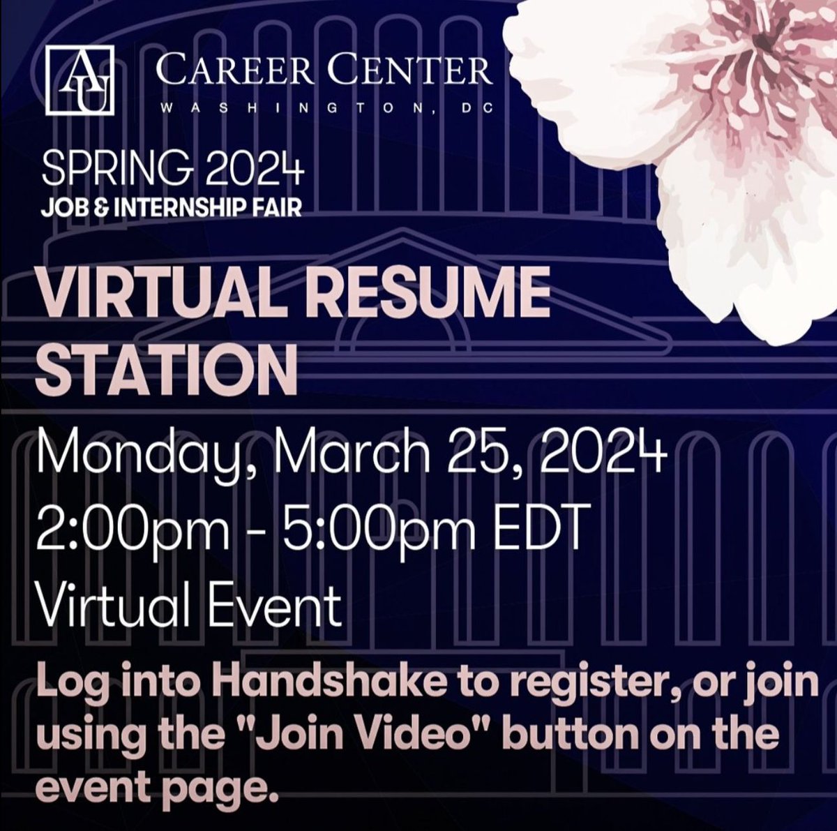 Want to fine-tune your resume in preparation for the virtual Job & Internship Fair on March 27th? Drop by for a 15-minute virtual resume review. Slots are available on a first-come, first-served basis. Register now american.joinhandshake.com/stu/events/144… @AU_SOC @AUCareerCenter