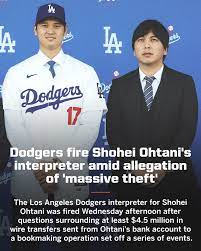 Gambling Debt or Massive Theft? Los Angeles Dodgers Shohei Ohtani's longtime friend interpreter Ippei Mizuhara, Fired after questions surrounding at least $4.5 million in wire transfers sent from Ohtani's bank account to a Bookmaking Operation.