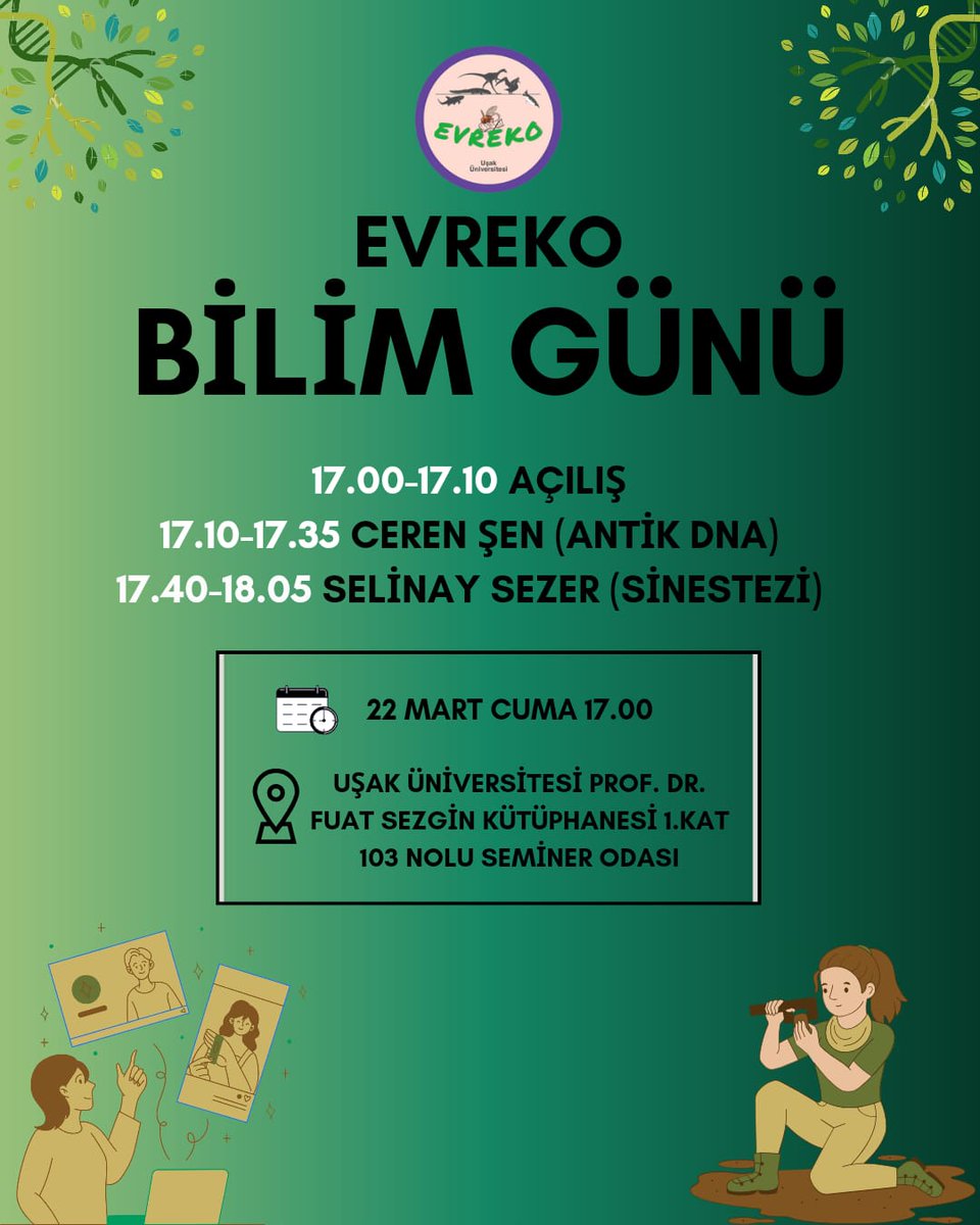 Evreko_'s tweet photo. İnsanlığın kökeni hakkında bilgiler veren Antik DNA nedir?Evrimsel ilişkileri anlamlandırmada ne gibi kapılar aralar?

Sinestezi nedir? Bütün insanlarda görülür mü, kalıtsal temeli var mıdır?

Sorularına cevap bulacağınız bilim gününe hepinizi bekleriz #evreko #Science #Biology https://t.co/SvMi7aTKNA