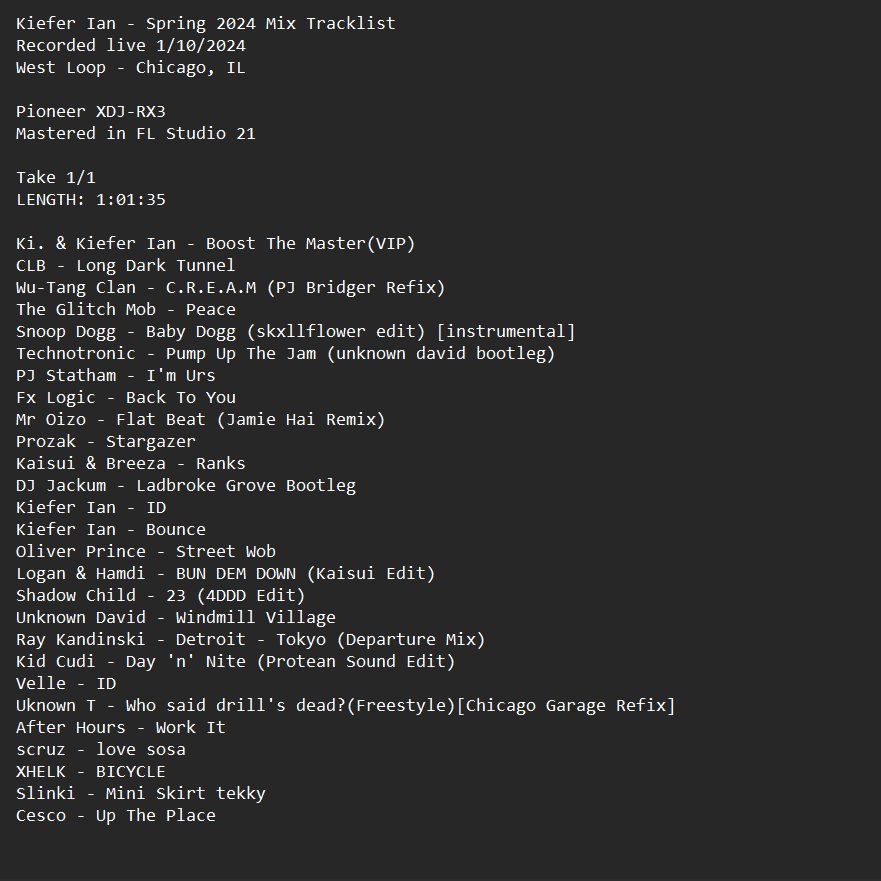 ✶SPRING 2024 MIX✶ It's about that time I show off some of my latest music iv been working on and what's to come this year in my sets + tunes from the homies. This is probably one of my favorite mixes iv recorded🔓 ✶Stream ⤵ soundcloud.com/kieferian/kief…