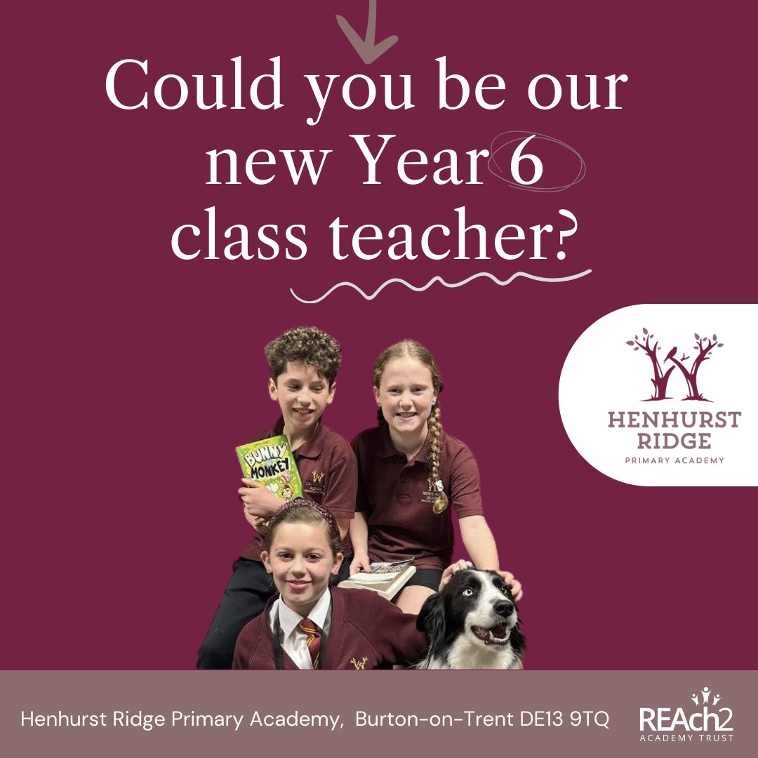 Ready for an incredible role as a Year 6 Class Teacher at Henhurst Ridge Academy? Join our team and make a real difference to pupil's lives from September 2024! Apply now loom.ly/xZx1cws #teacherjobs #burtonjobs #schooljobs #primaryteacher