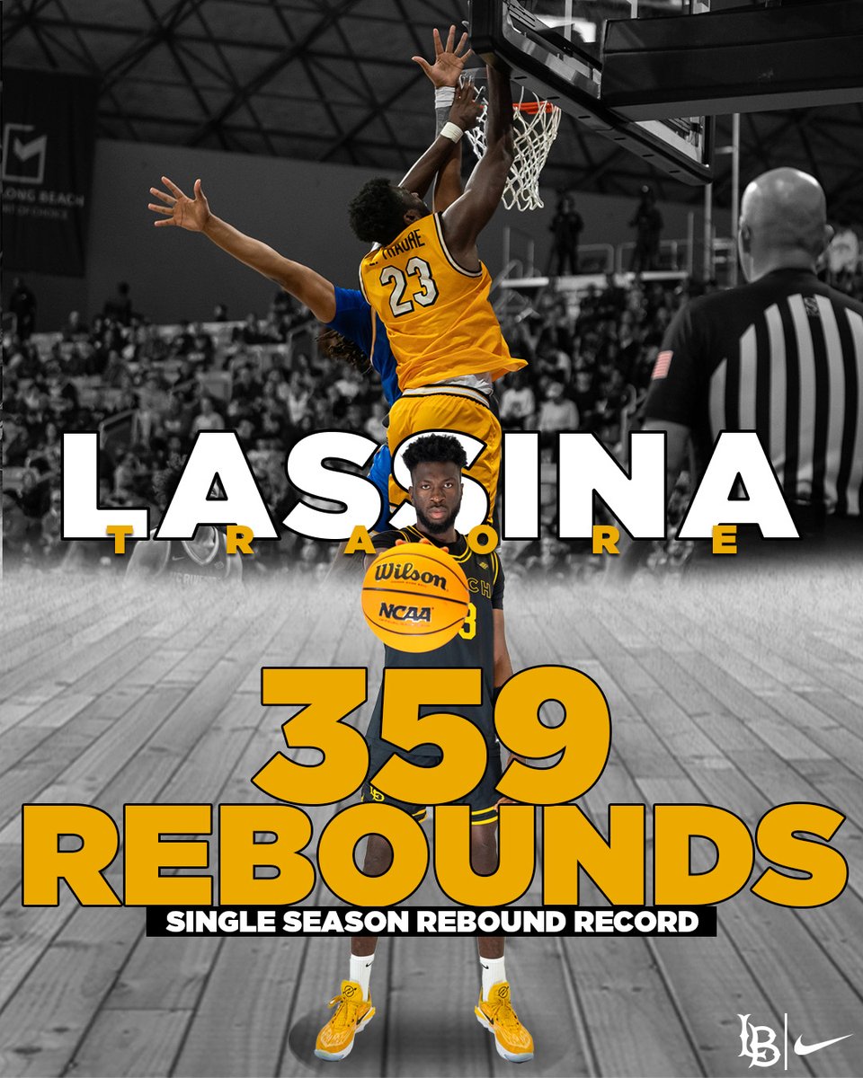 What a game to get it in!! Your new single-season rebounding leader @LBSUMBB, Lassina Traore!! #GoBeach