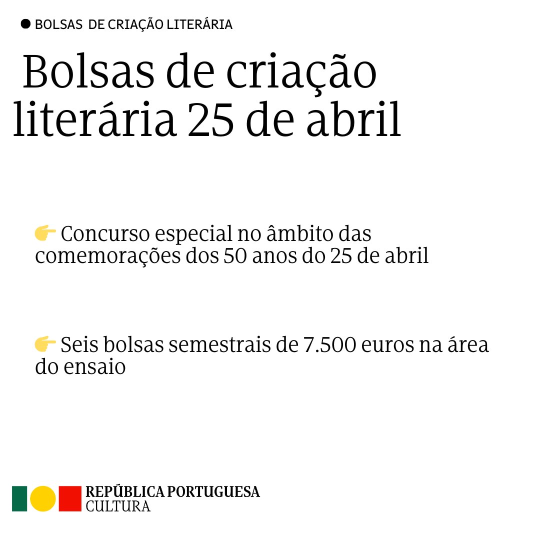 No Dia Mundial da Poesia, o Ministério da Cultura revela três novas medidas para o setor do Livro: 📕 Programa Cheque Livro 📕 Criação da Rede Portuguesa de Casas de Escritores 📕 Bolsas de Criação Literária Saiba mais nas imagens 👇