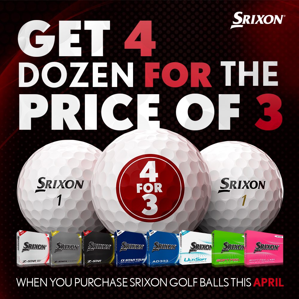 Our pro @barrydavisgolf has a fabulous offer for the month of April in the ProShop. Get 4 dozen for the price of 3 when you purchase Srixon golf balls this April! See T&C’s in the ProShop #blainroegolfclub #srixongolf