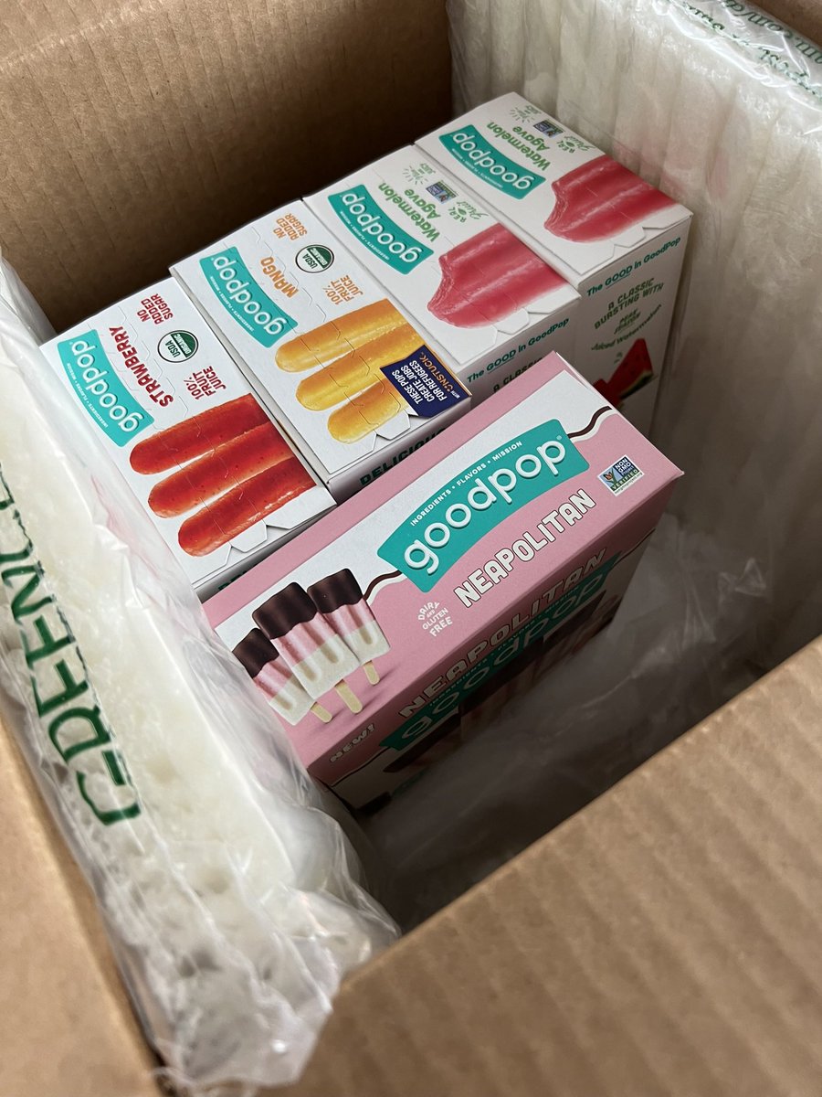@GoodPop @goodpop has now dropped off a box of Popsicles at my house because of my husband's ongoing addiction. How is this my life right now.