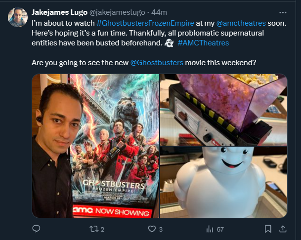 bieber_sux123's tweet photo. Man Lugo filling in nicely for DSP's day off #AMCTheatres #earbuds #ThirdTweet https://t.co/TrT0oanp6H