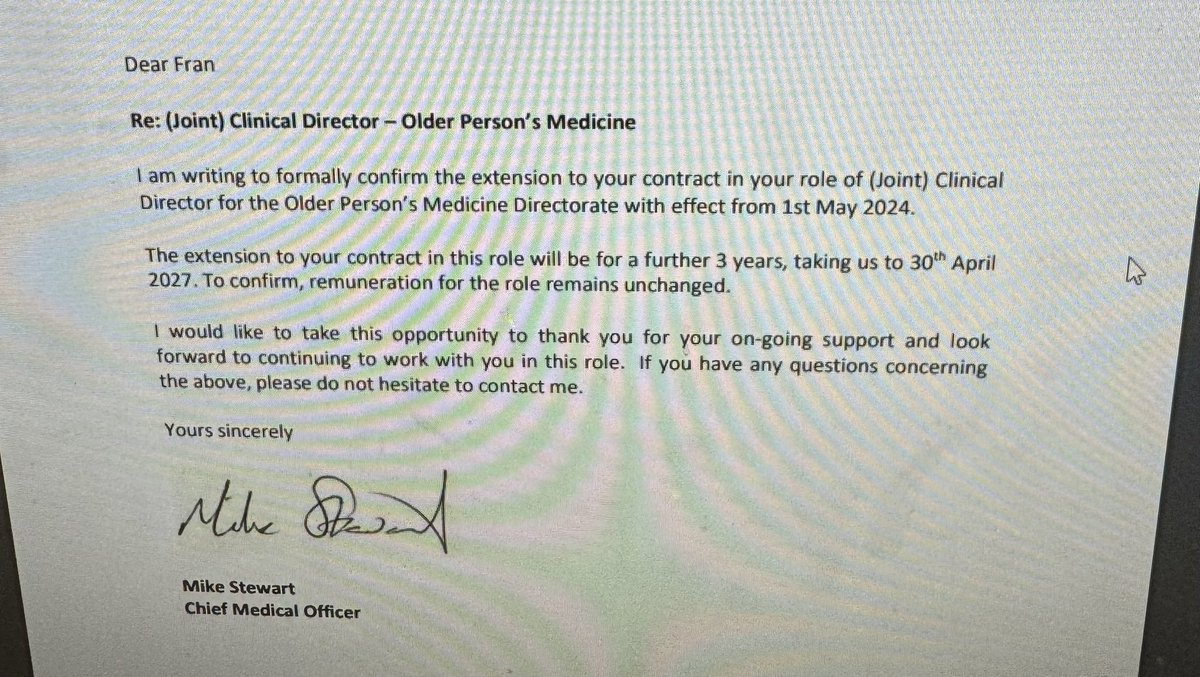 Well looks like me and @DrRachelMurdoch are official for a bit longer - I have already enquired if this means I can then retire in 2027? 🤣🤣🤪🤪 #teamopm #clinicaldirectors #jobshare