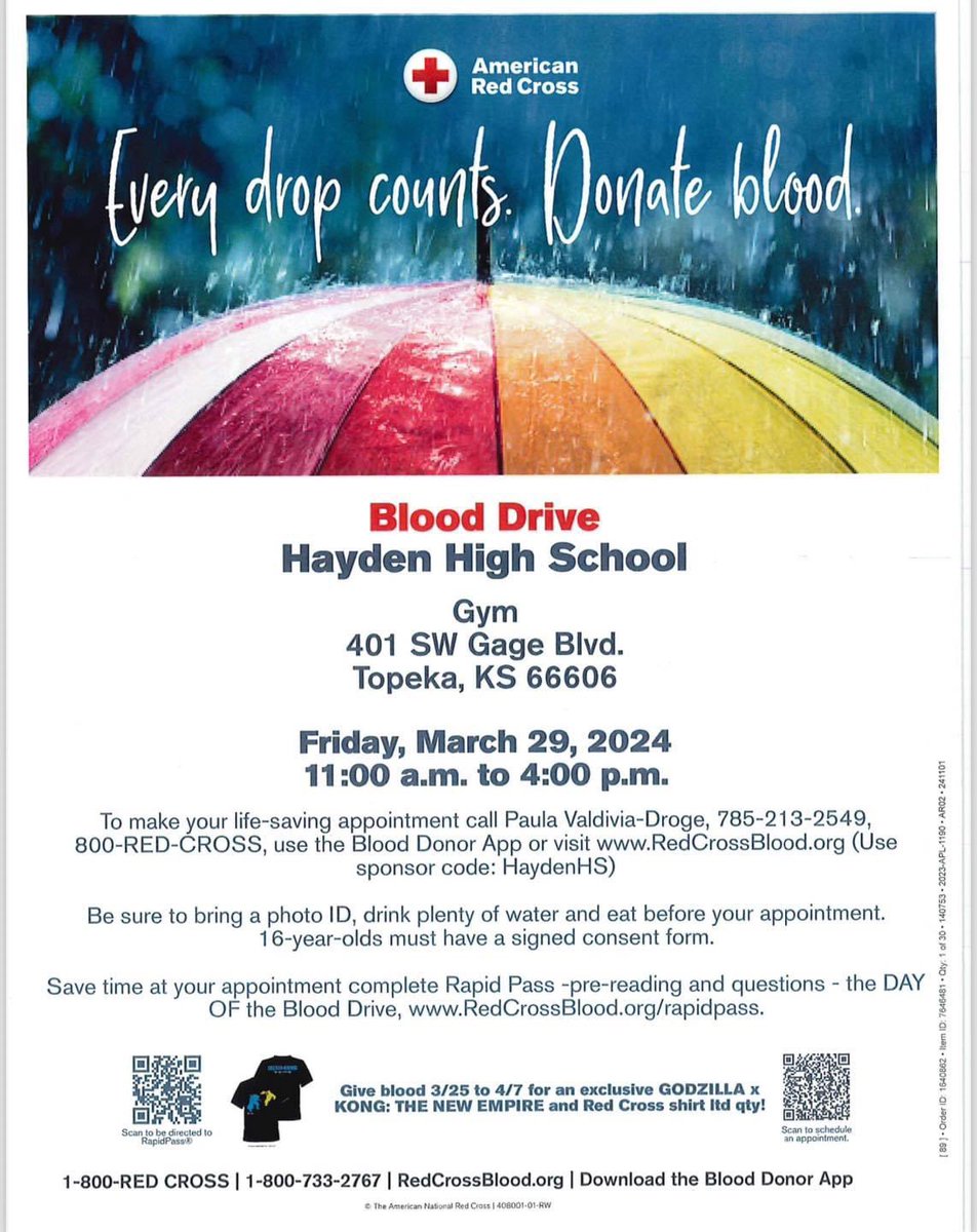 We Need Your Blood! 🩸❤️ Join us at Hayden Catholic High School for our annual Blood Drive! Together, let's embrace the spirit of giving and support those in need. Sign up now to save lives and be a hero! #BloodDrive #DonateLife #StMarysCatholicHS 🩸❤️ redcrossblood.org/give.html/driv…