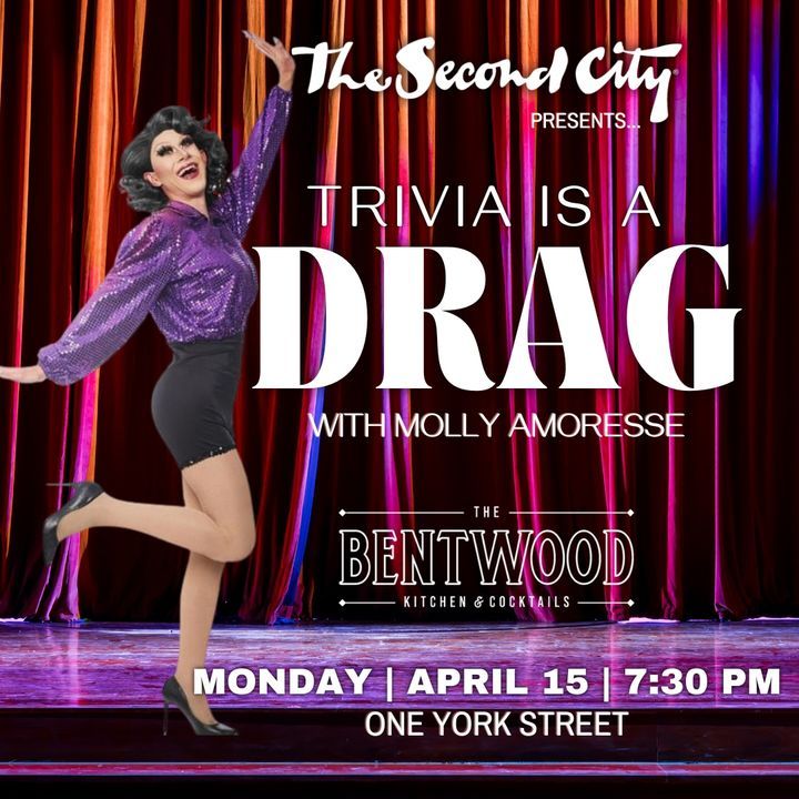 Mondays on the waterfront just got fabulous! Join us on April 15th at the @secondcityto Bentwood restaurant for TRIVIA is a Drag! An electrifying evening of glitter, glamour and games with Molly Amoresse serving up a mix of fierce trivia + entertainment bit.ly/3IJqH82