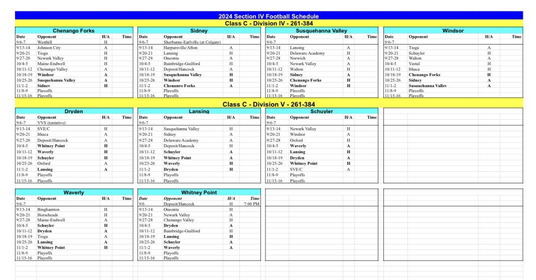 The Blue Devils 2024 Schedule plus the Class C Schedules
