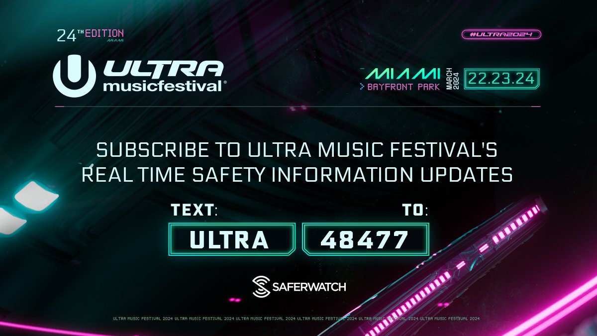 Subscribe to Ultra Music Festival's real time safety information updates by texting ULTRA to 48477 #Ultra2024