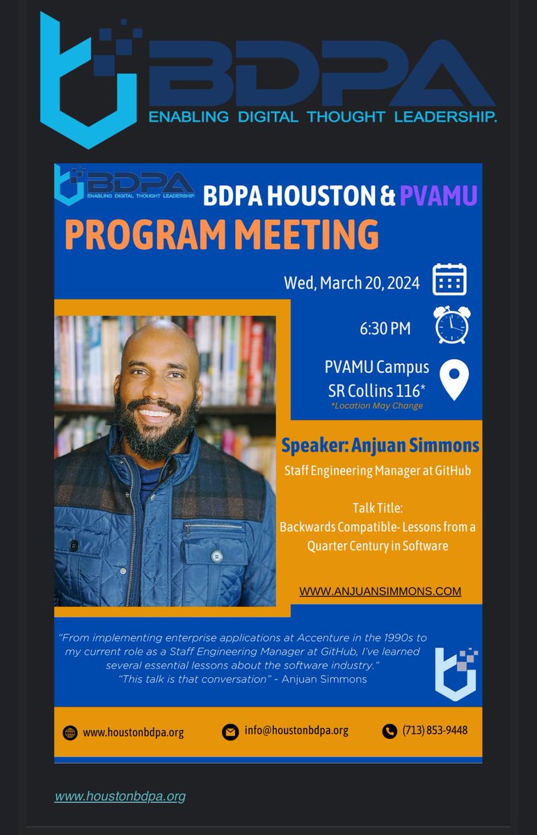 It was an honor to spend time last night with the @BDPAHouston chapter at @PVAMU last night. We talked about careers in software engineering and all of the things I wish someone had told me when I was their age. I’m very grateful to have spent time with these bright young minds!