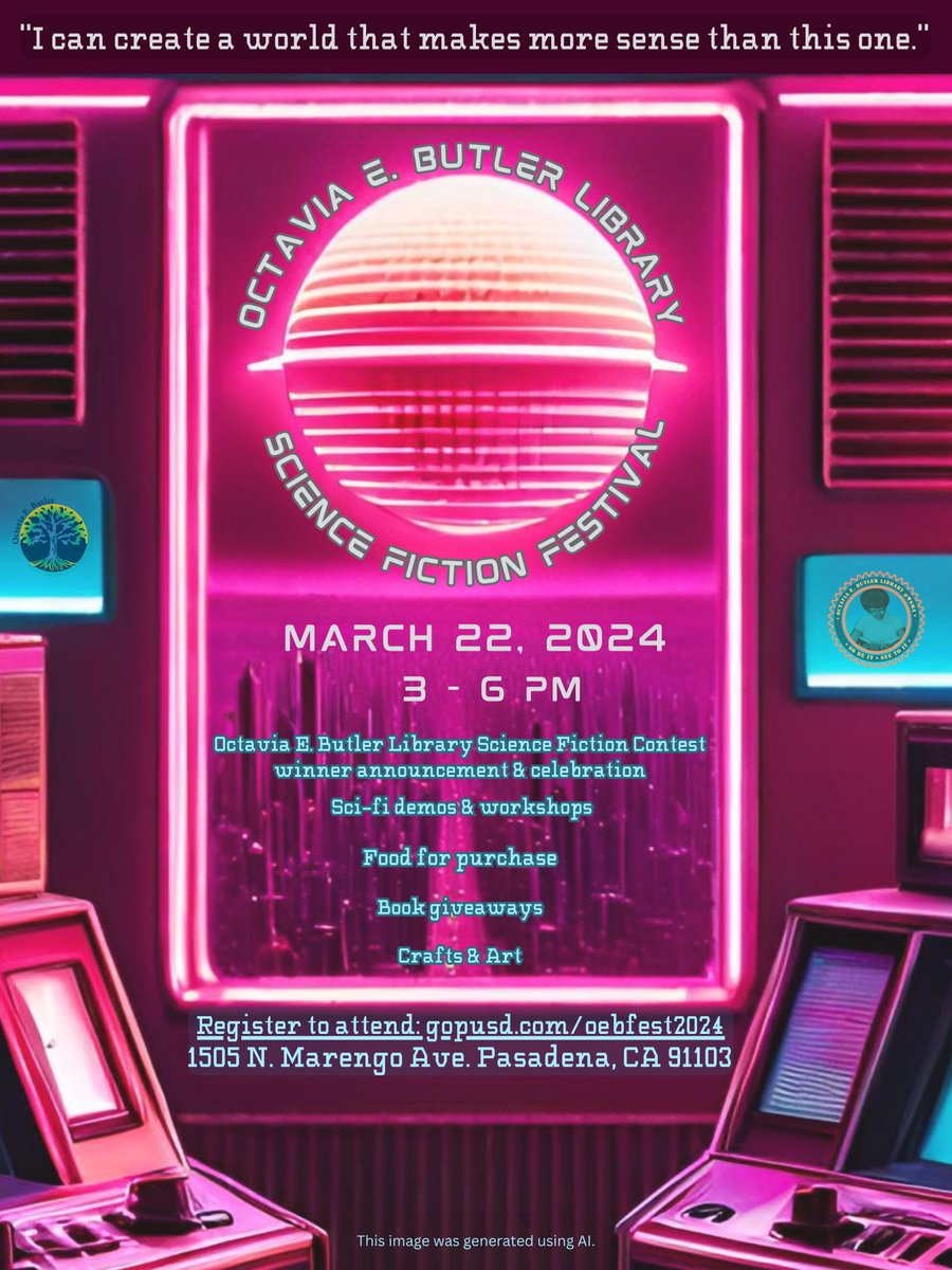 Don't forget @OEBMagnet Library Science Fiction Festival will celebrate all things sci-fi Friday, 3/22/24 from 3 - 6 p.m. Don't miss sci-fi demos, book giveaways, essay and art contest winner announcements and more!🧪🔬🔭👩🏽‍💻 Register at gopusd.com/oebfest2024.