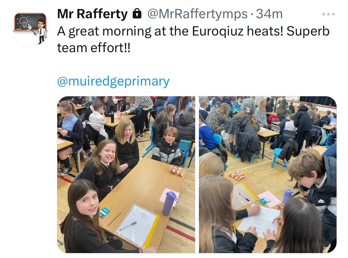 Well done to the P6 Euroquiz team. I remember being on this team when I was a wee girl (long ago!) and today my daughter was part of our school team. 👏🏻 🐝 🥹