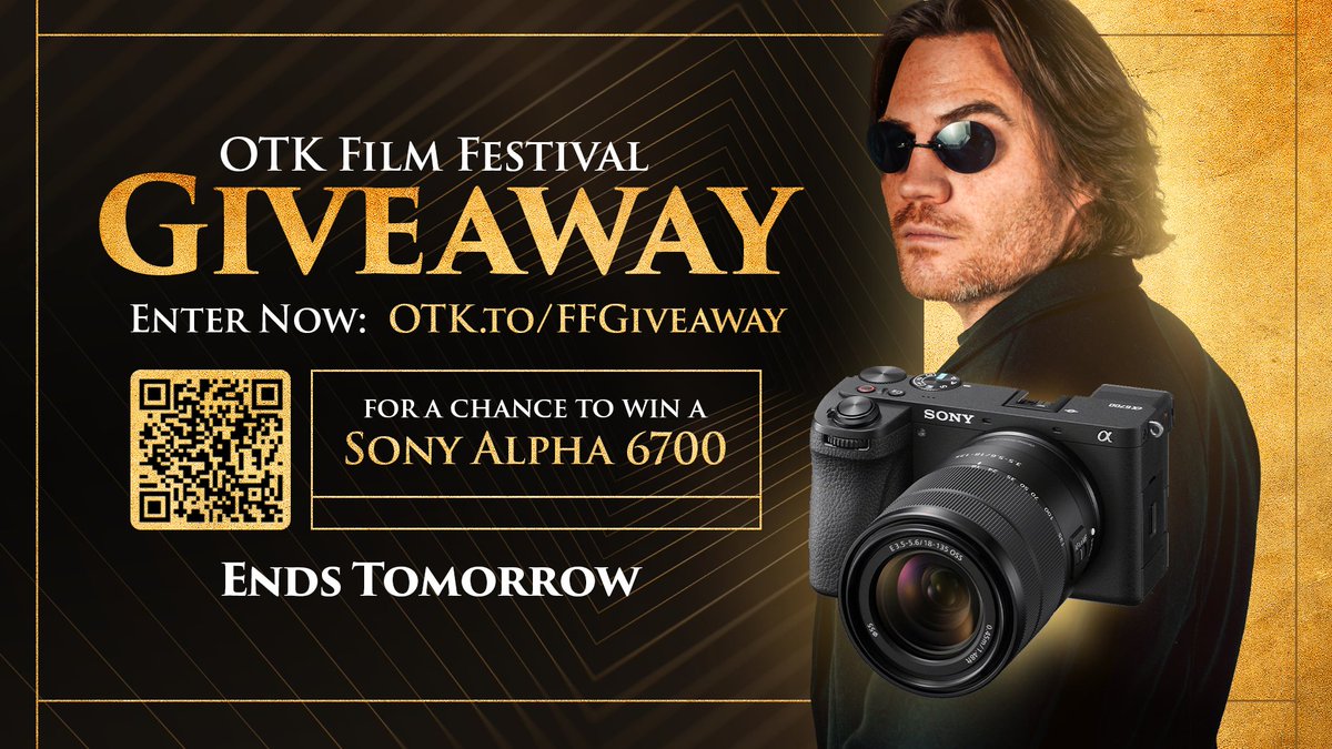 OTKnetwork's tweet photo. Tomorrow is the FINAL day to enter for the Film Festival Sony Camera GIVEAWAY!!

To enter,
👑 Like/RT this post
👑 Follow @TheWillNeff 
👑 Follow @OTKnetwork 
👑 Enter using the link below

→ https://t.co/srn8IyonXb https://t.co/h8qig8NgFW