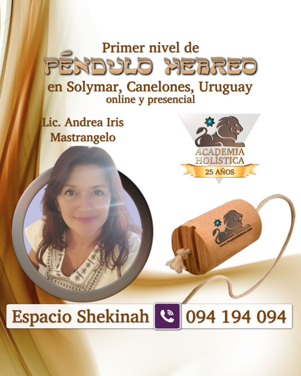 Pendulo_Hebreo's tweet photo. Conduce: Lic. Andrea Iris Mastrangelo
Teléfono: 094 194 094
+Info: https://t.co/IZ2TSGurbT

#PenduloHebreo #radiestesia #PenduloDeLaSanacion #AcademiaHolistica https://t.co/y3E2Or7mEW