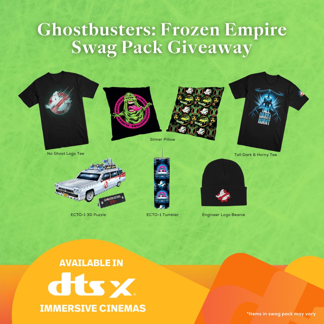 Enter to Win a Ghostbusters: Frozen Empire Swag Pack + see the movie in DTS:X immersive cinemas on 3/22. Details at the link: dts.cmpgn.page/SjtPcF Contest runs from 3/21 - 3/28.